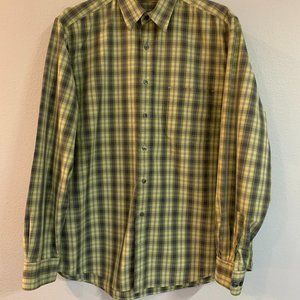 Eddie Bauer plaid green/grey wrinklefree buttondown Tall L.